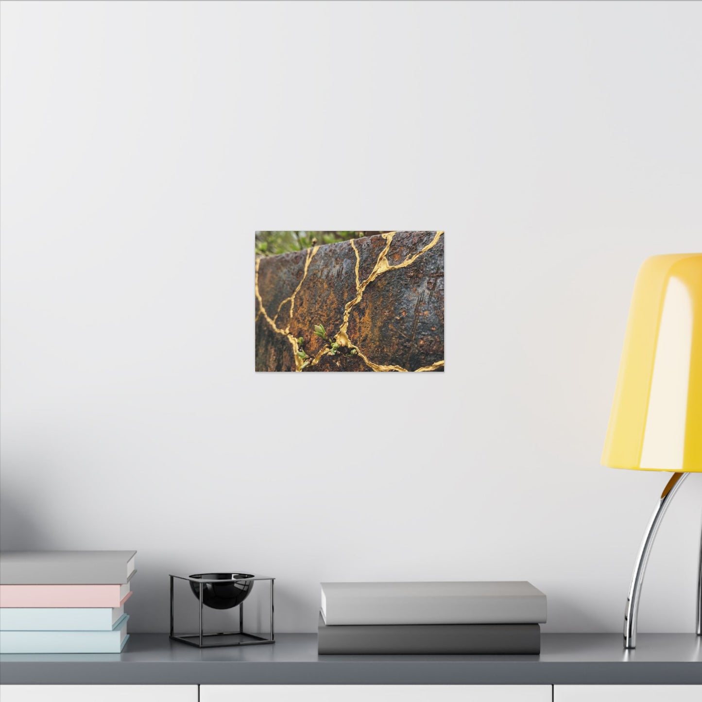 Mono No Aware Rust Patina Canvas Art - Kintsugi Gold Repair