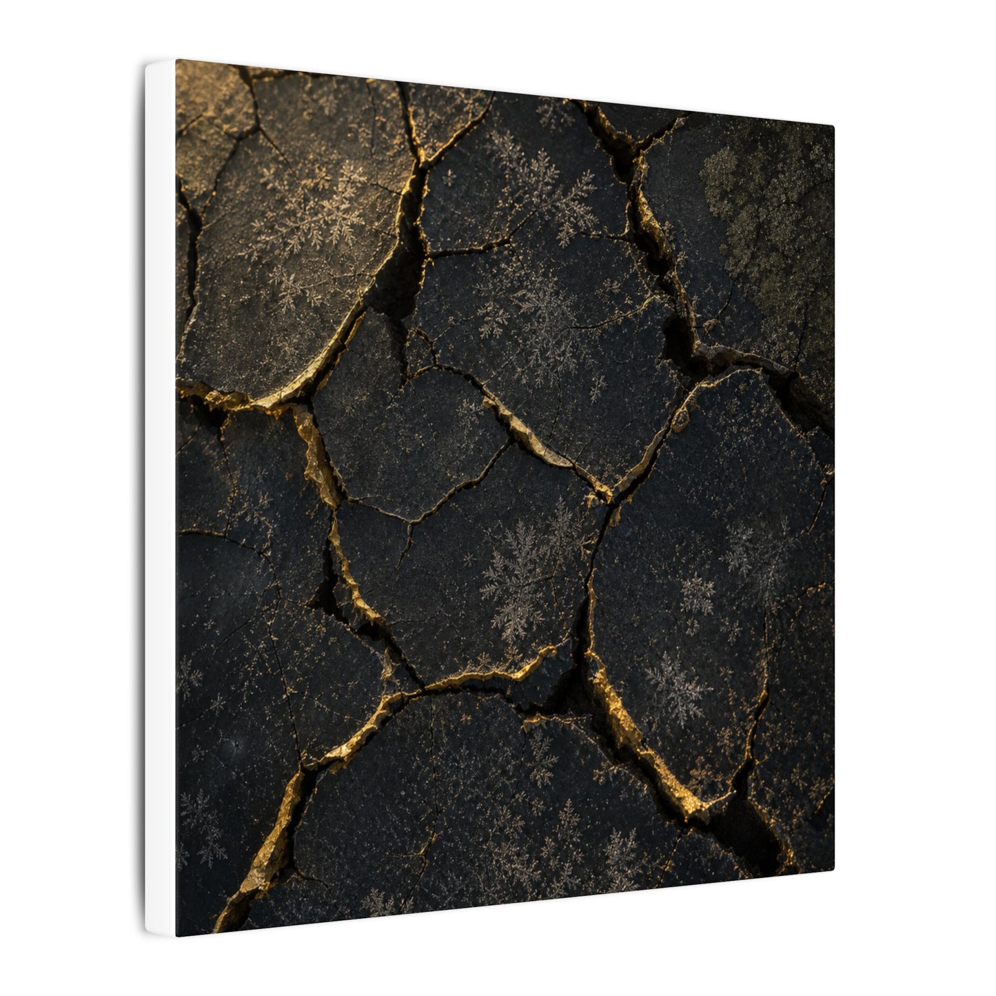Cracked Earth Canvas Art | Winter Dark Japandi Shadow Zen Art