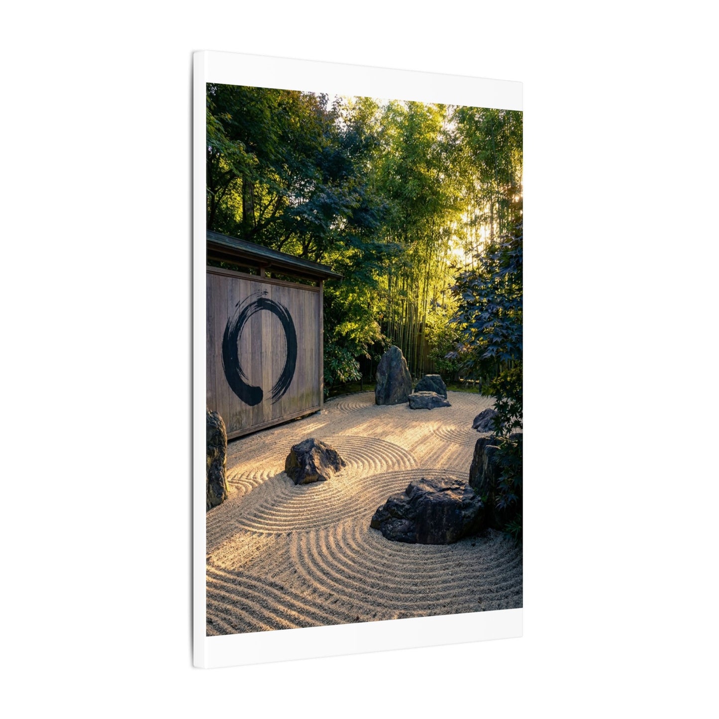 Rock Garden Enso Canvas Art | Tranquil Zen Art