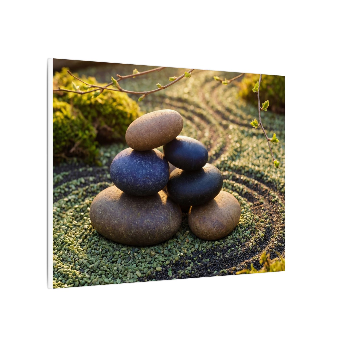 Zen River Stones in Golden Hour | Karesansui Canvas Art