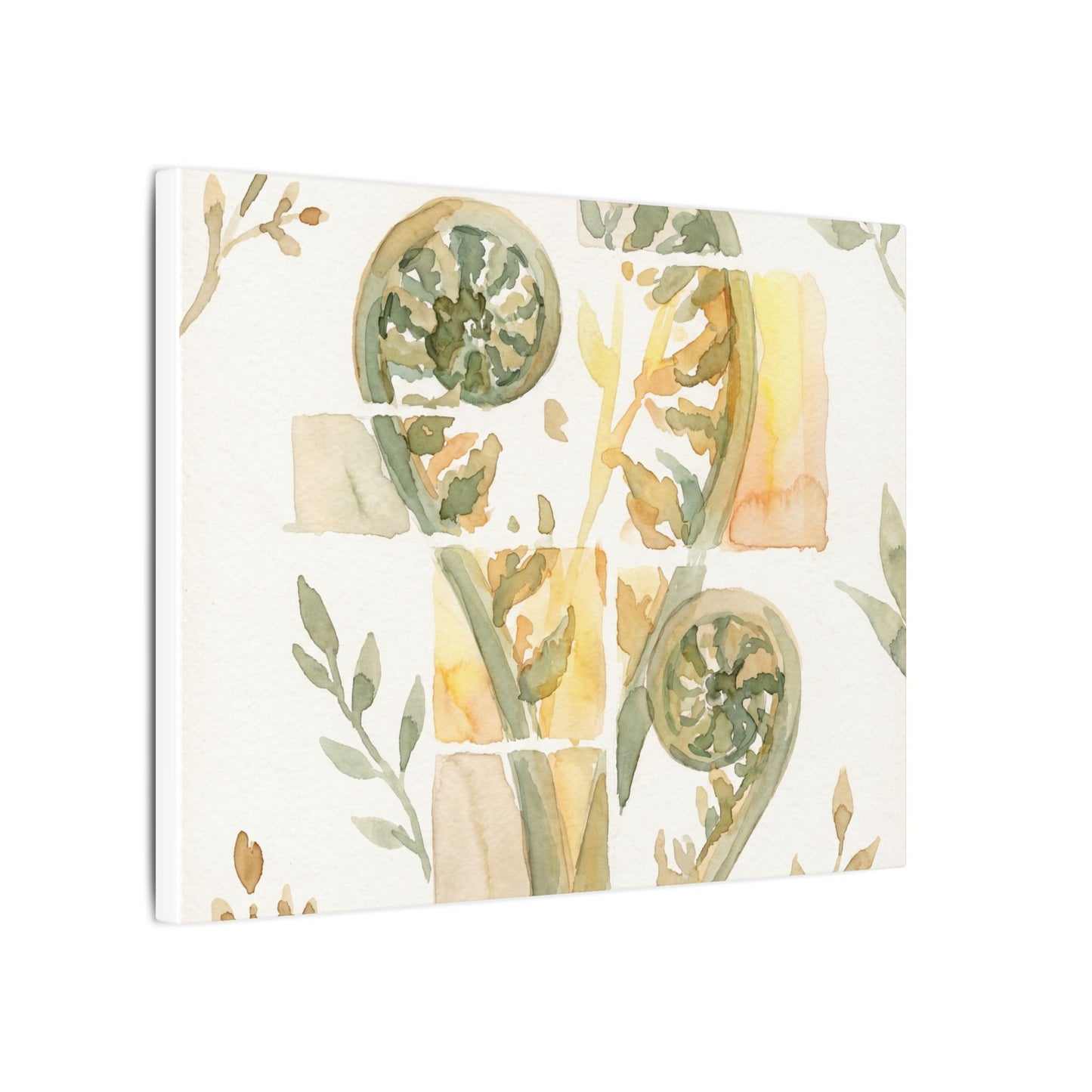 Earthy Fern Unfurling Canvas Art - Watercolor Japandi