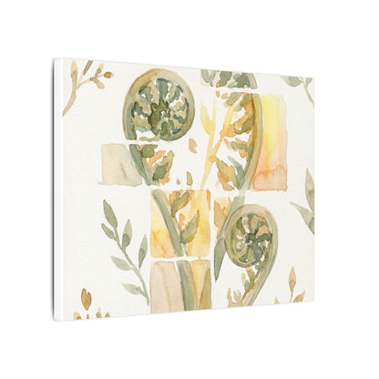 Earthy Fern Unfurling Canvas Art - Watercolor Japandi