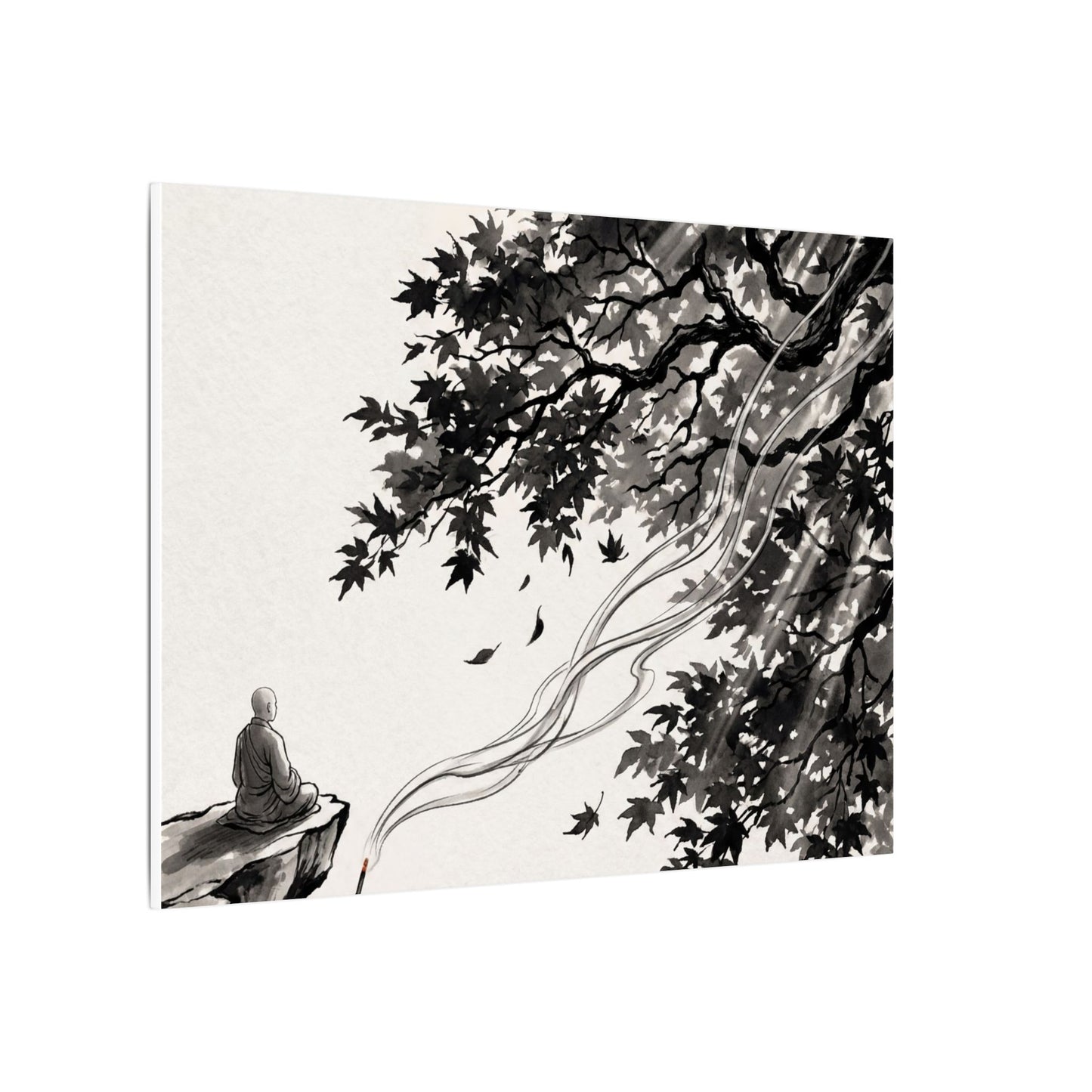 Serene Incense Smoke Canvas Art - Ukiyo E Inspired Zen