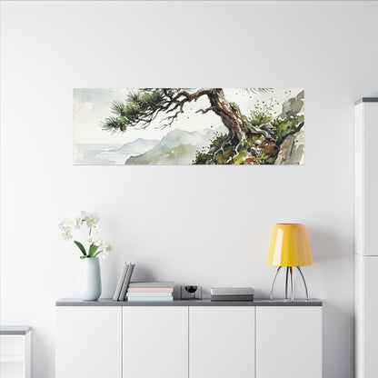 Pine Tree Spring Canvas Art | Japandi Neutral Design