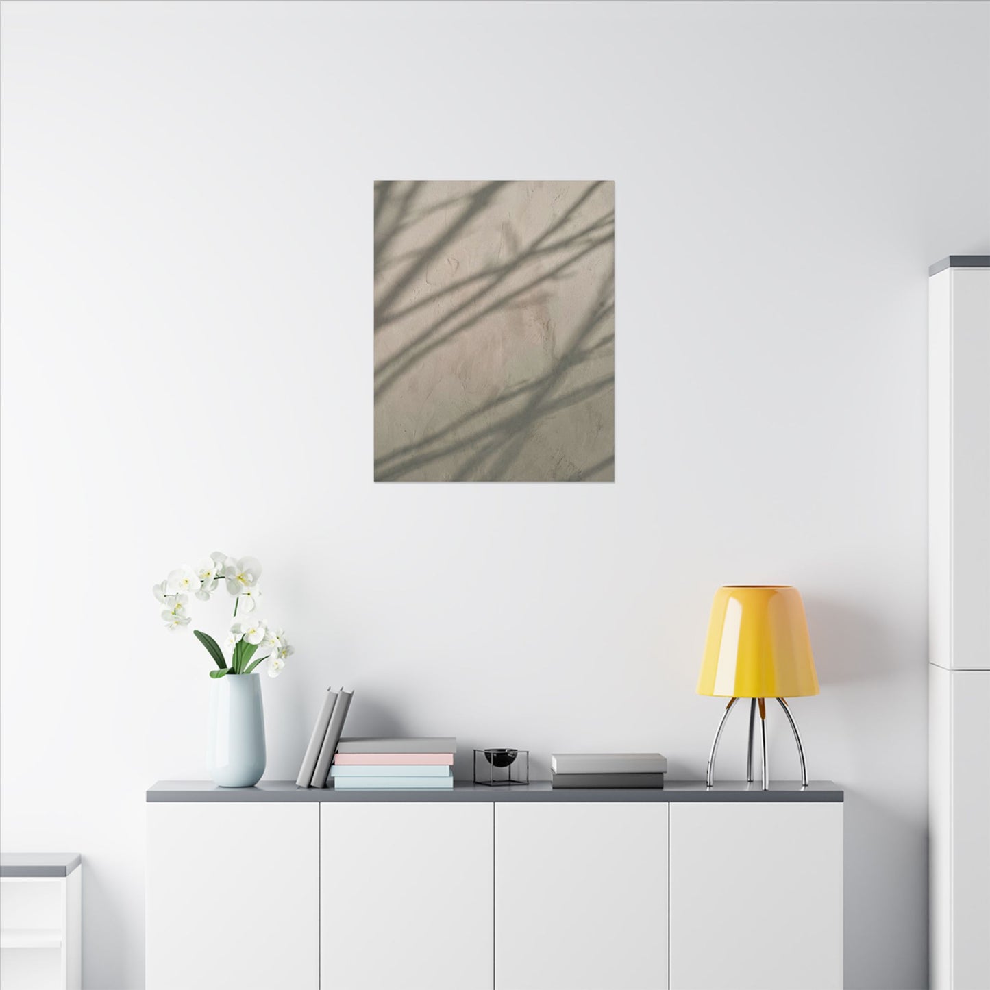 Shadow Play Japanese Pattern Canvas Art | Warm Japandi Art