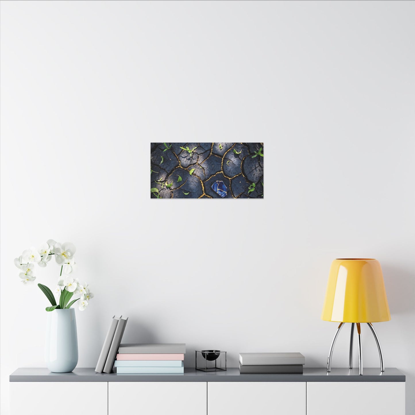 Cracked Earth Canvas Art | Spring Dark Japandi Moody Minimal Art