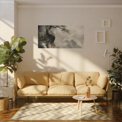 Spring Pine Tree Watercolor Canvas Art | Warm Decor