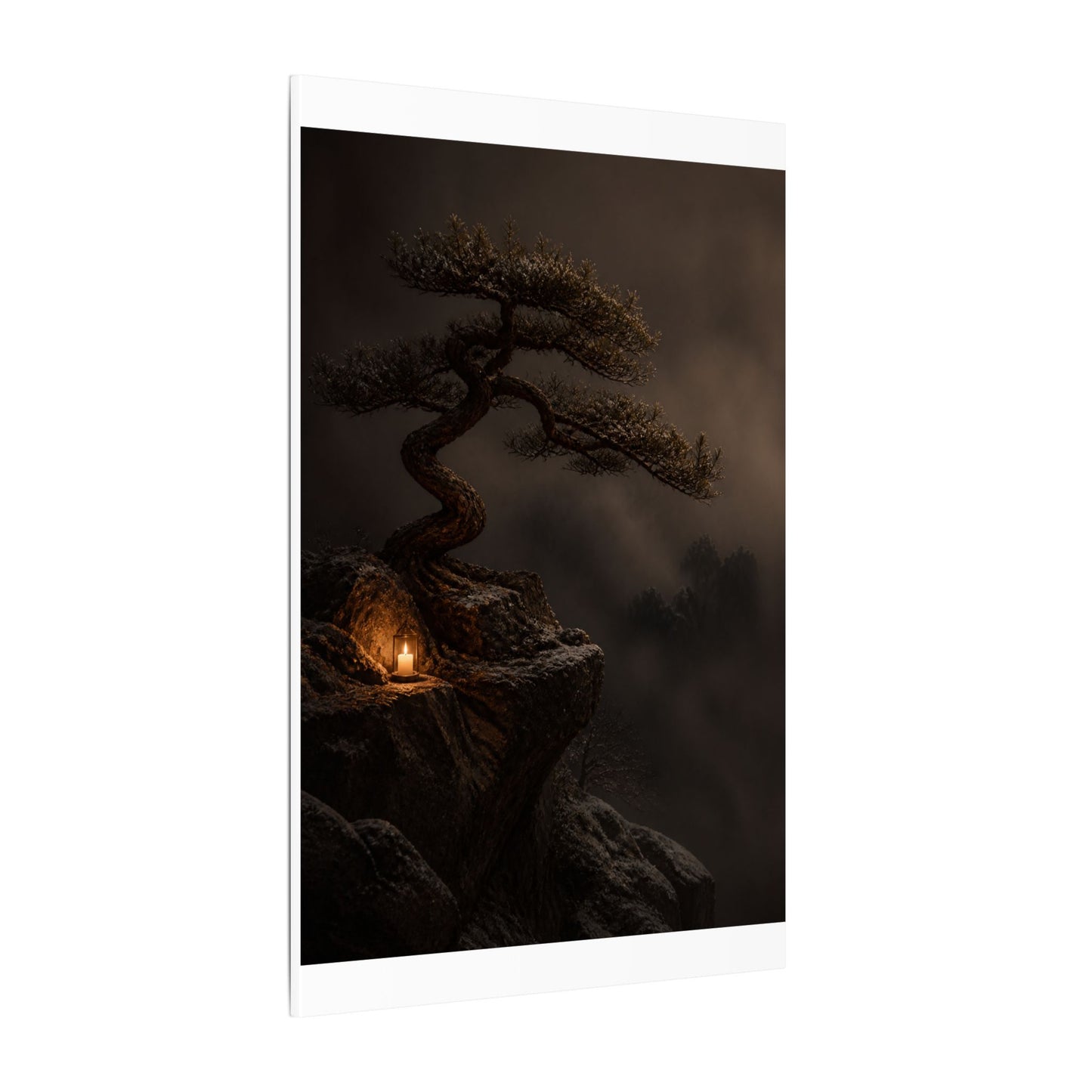 Pine Tree Shadow Zen Canvas Art | Luxurious Dark Japandi Art
