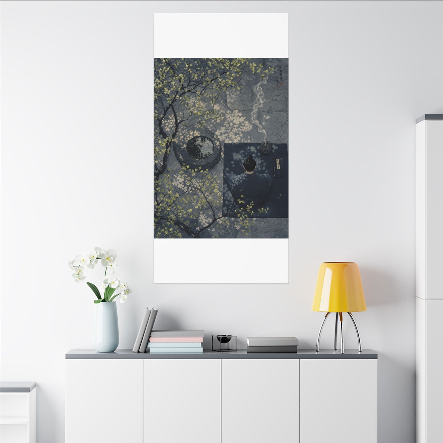 Spring Incense Smoke Ukiyo E Inspired Canvas Art | Tranquil Decor