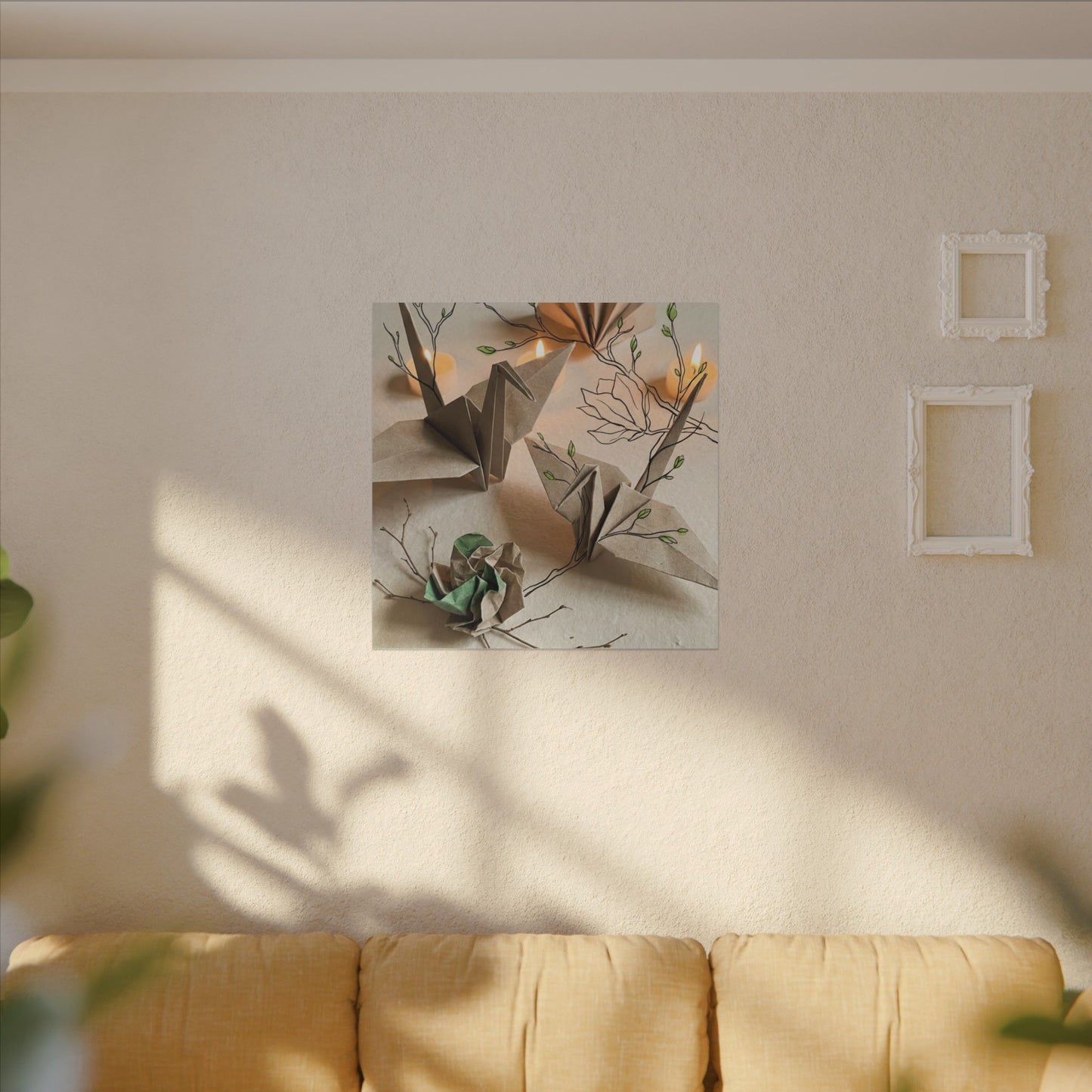 Paper Fold Spring Canvas Art | Japandi Earthy Design
