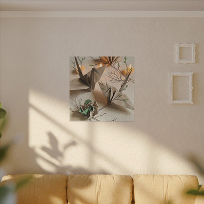 Paper Fold Spring Canvas Art | Japandi Earthy Design