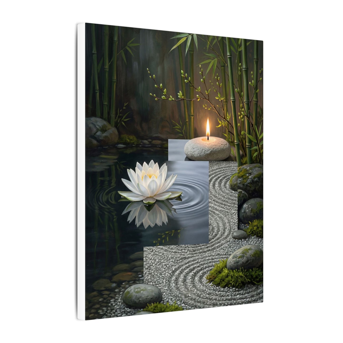 Candlelight Lotus Flower Canvas Art - Zen Kanso
