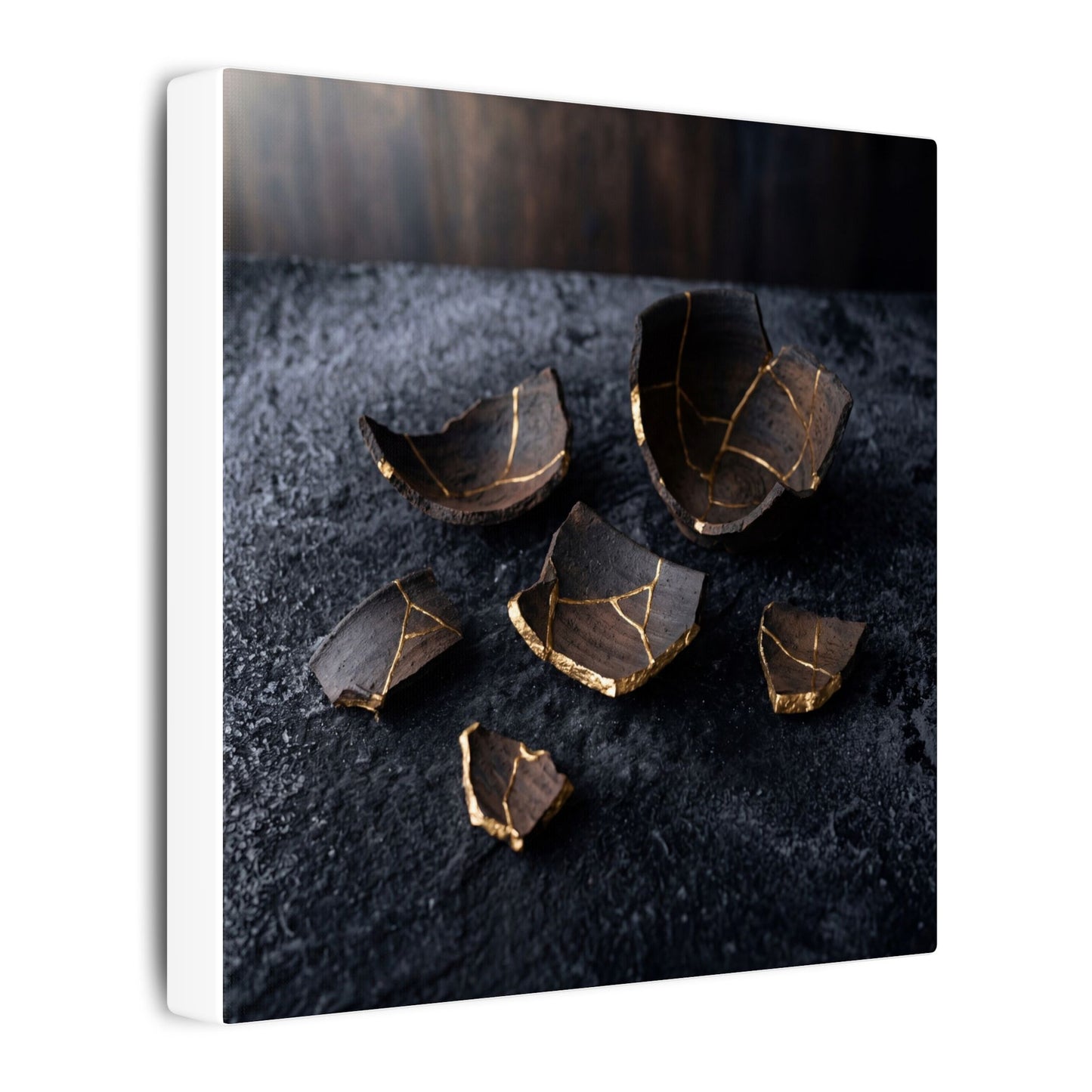 Winter Broken Pottery Shadow Zen Canvas Art | Bold Decor