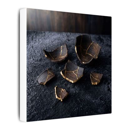 Winter Broken Pottery Shadow Zen Canvas Art | Bold Decor