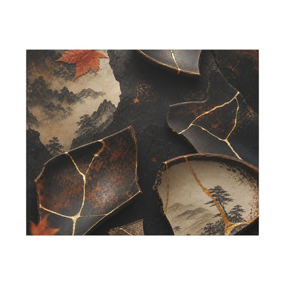Broken Pottery Gold Vein Canvas Art | Philosophical Kintsugi Art