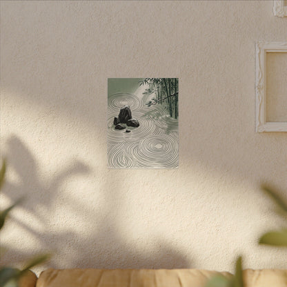 Shibui Rock Garden Canvas Art - Zen Ukiyo E Inspired