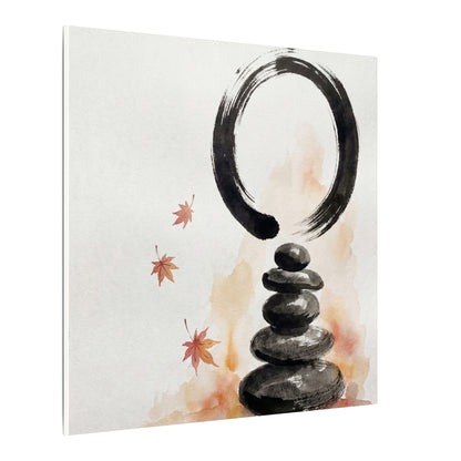 River Stones Canvas Art | Autumn Zen Enso Art