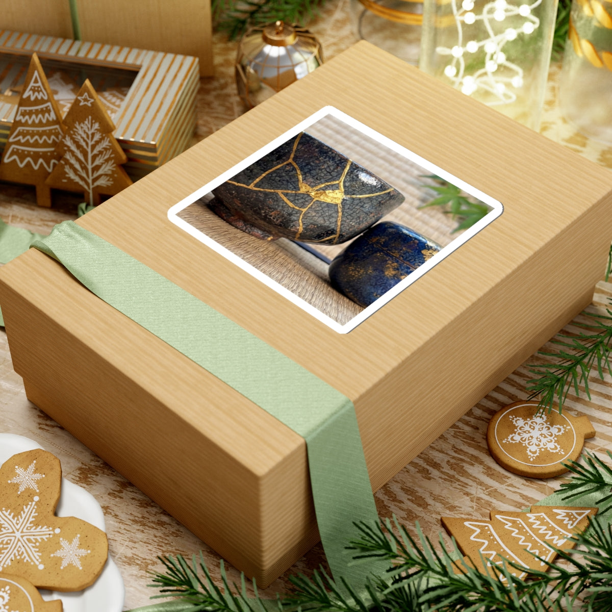 Kintsugi Tea Ceremony in Dawn | Crackle Gold Sticker