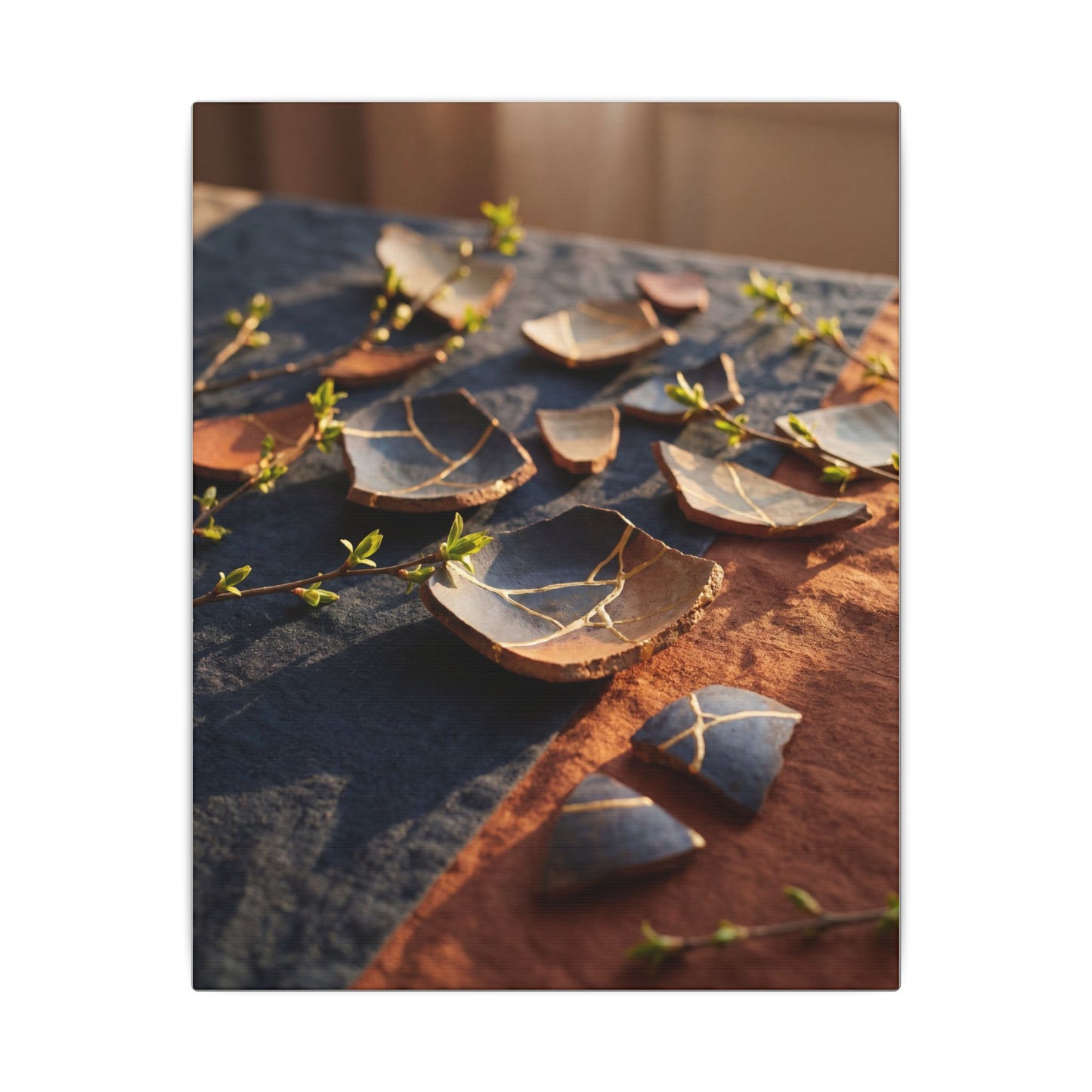 Spring Broken Pottery Gold Vein Canvas Art | Philosophical Decor