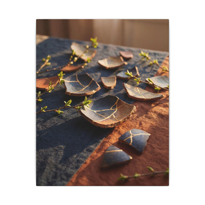 Spring Broken Pottery Gold Vein Canvas Art | Philosophical Decor