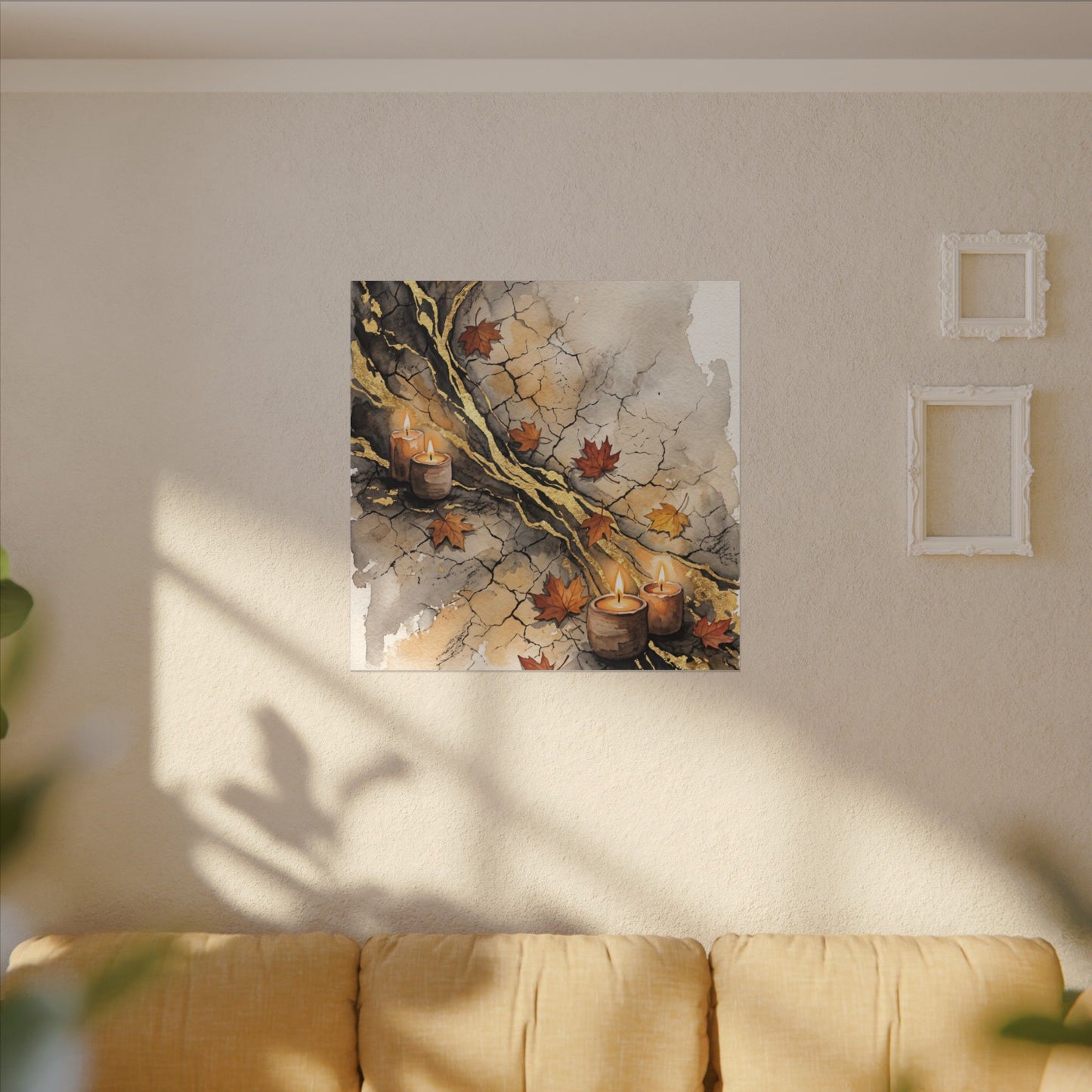 Cracked Earth Autumn Canvas Art | Japandi Warm Design