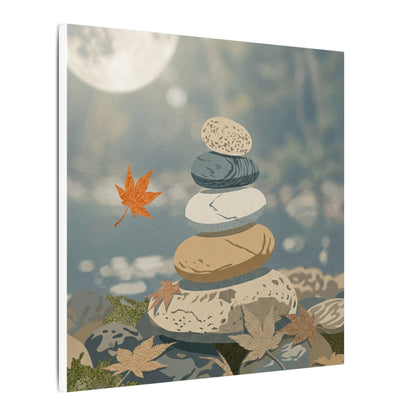 Warm River Stones Canvas Art - Japanese Pattern Japandi