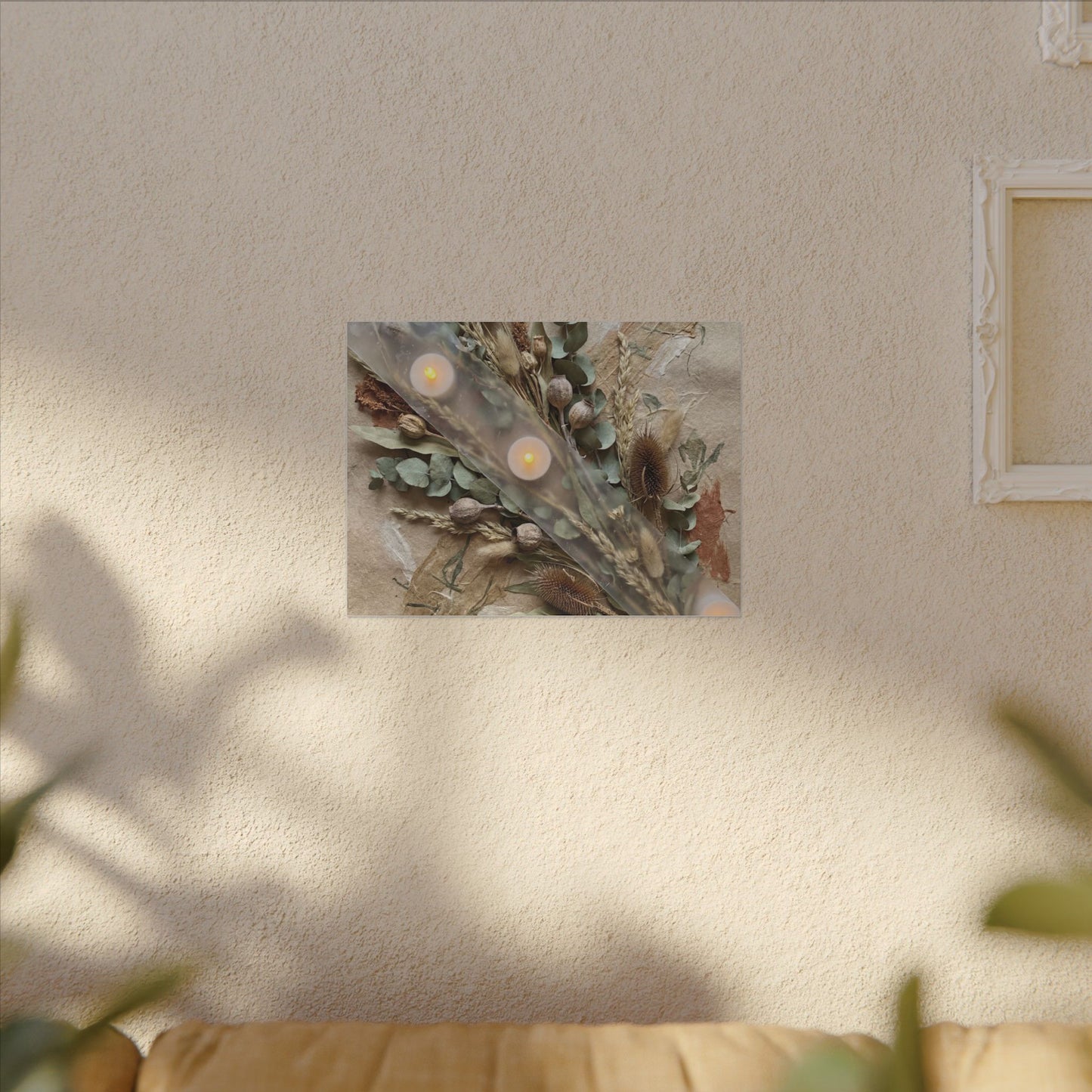 Candlelight Dried Flowers Canvas Art - Japandi Kanso