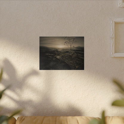 Dawn Cracked Earth Canvas Art - Dark Japandi Mono No Aware