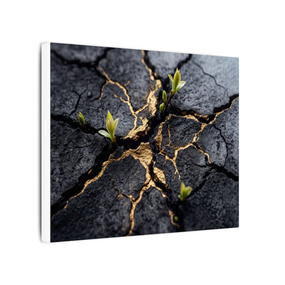 Ma Cracked Earth Canvas Art - Dark Japandi Charcoal Ink