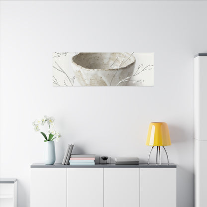 Neutral Ceramic Bowl Canvas Art - Minimal Line Japandi