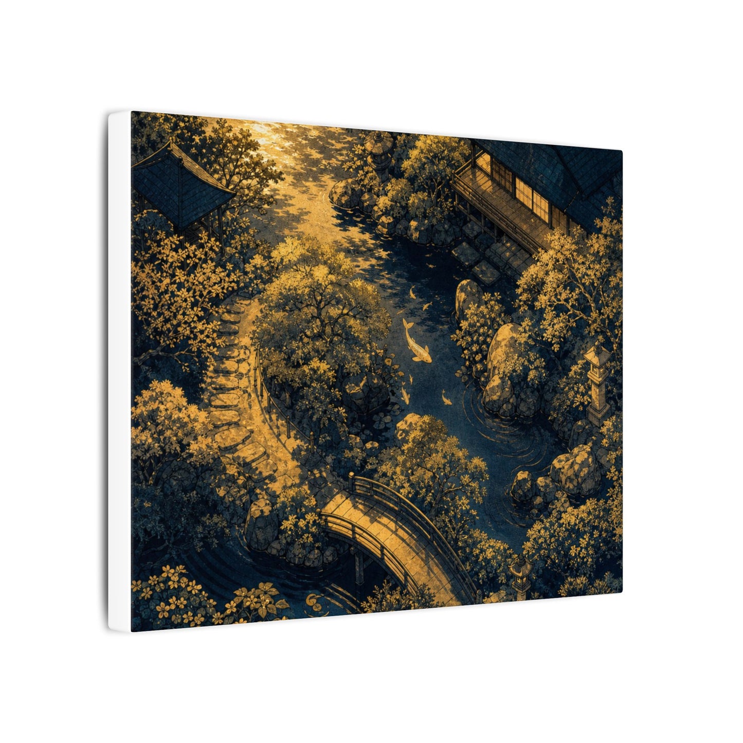 Contemplative Moonlit Garden Canvas Art - Ukiyo E Inspired Zen