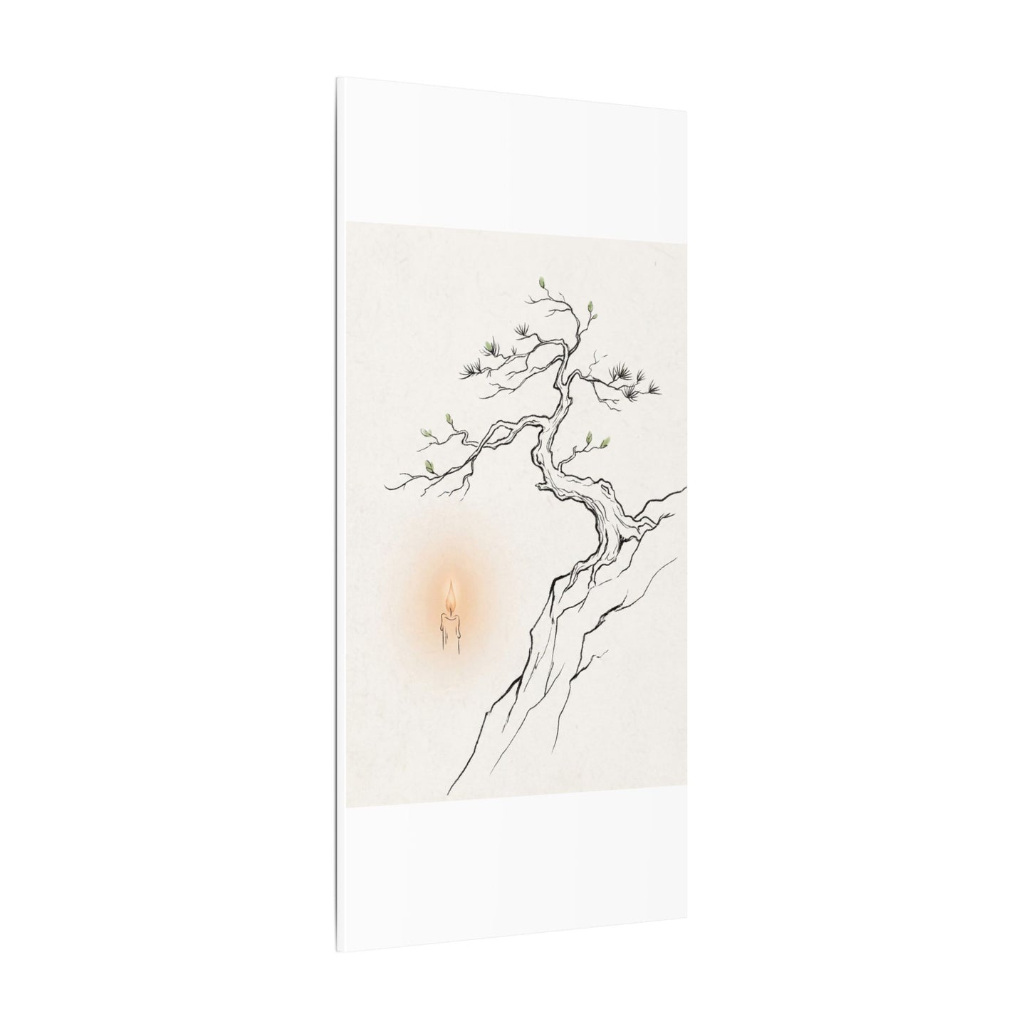 Candlelight Pine Tree Canvas Art - Japandi Shibui
