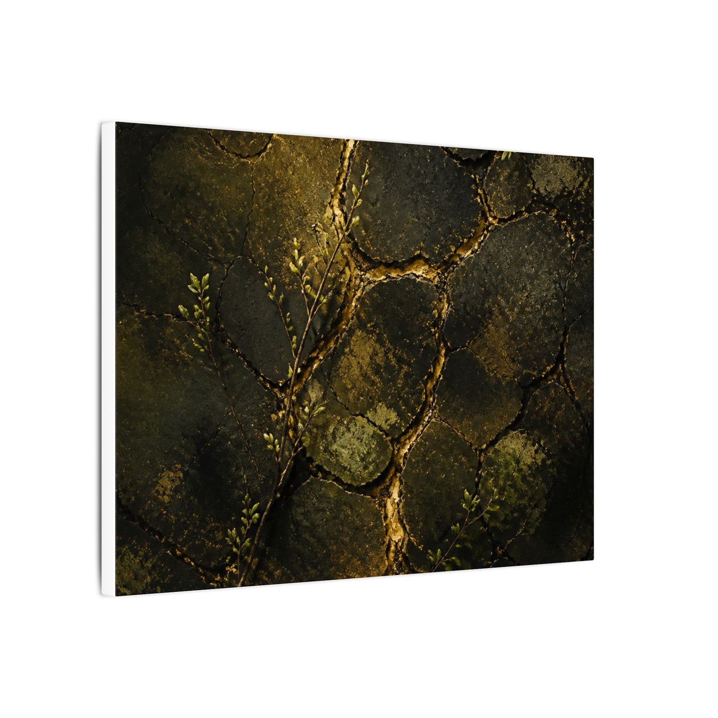 Shibui Cracked Earth Canvas Art - Dark Japandi Dark Texture
