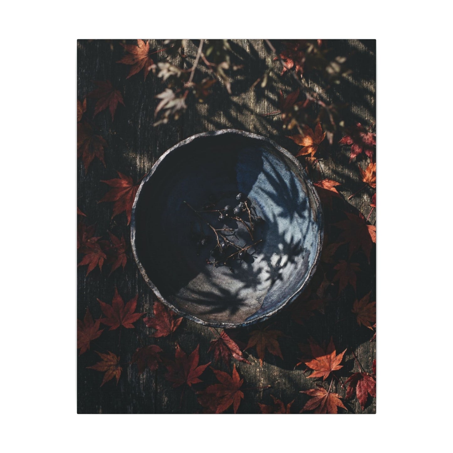 Autumn Ceramic Bowl Shadow Zen Canvas Art | Bold Decor