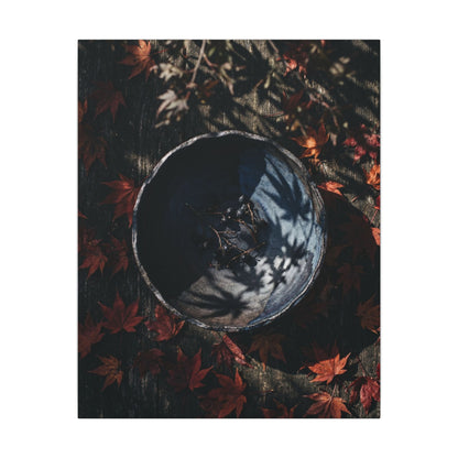 Autumn Ceramic Bowl Shadow Zen Canvas Art | Bold Decor