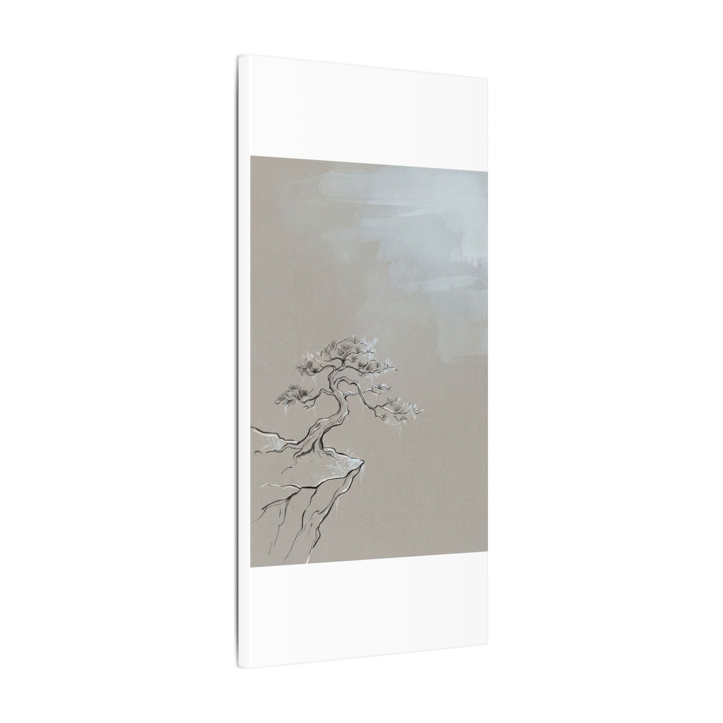 Pine Tree Minimal Line Canvas Art | Warm Japandi Art