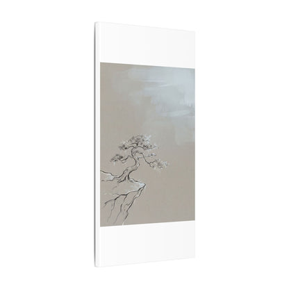 Pine Tree Minimal Line Canvas Art | Warm Japandi Art