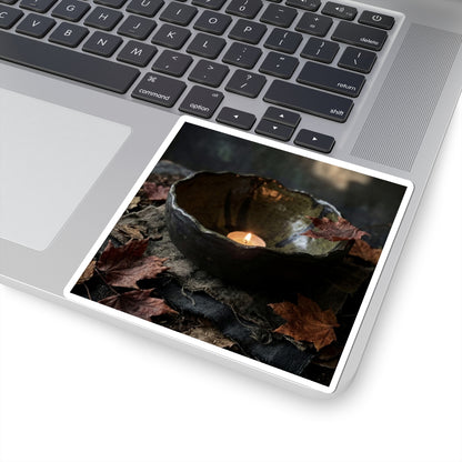 Ceramic Bowl Autumn Sticker | Dark Japandi Atmospheric Design Art Print