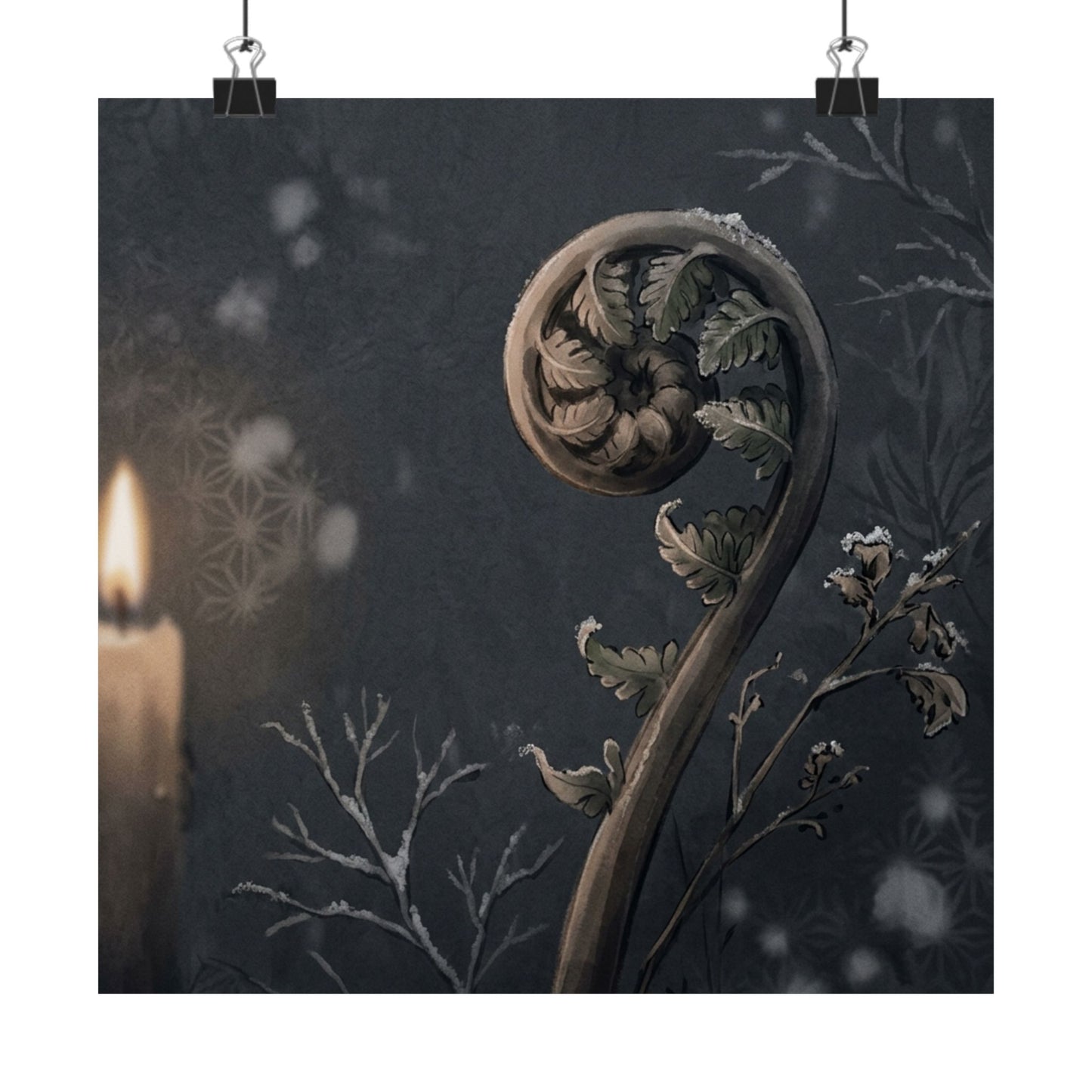 Fern Unfurling Japanese Pattern Wall Art Print | Warm Japandi Art