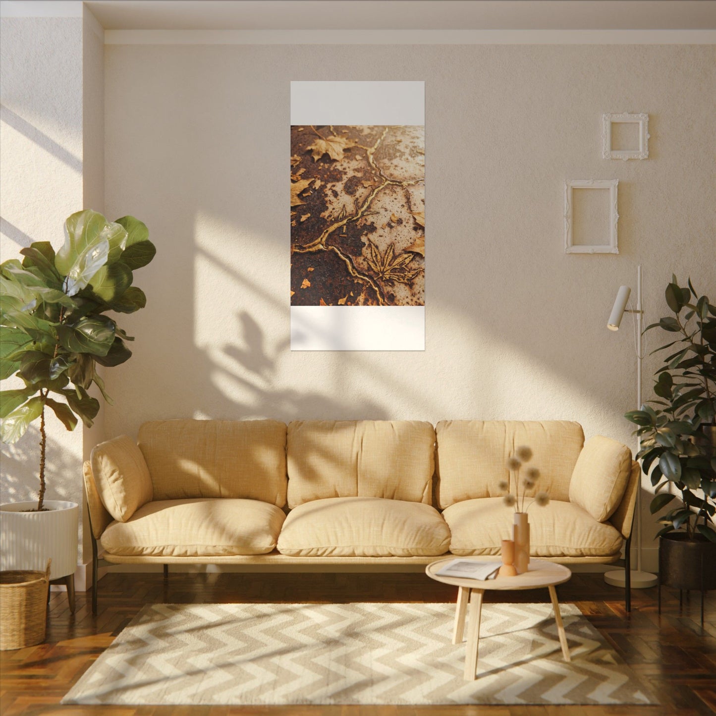 Kintsugi Rust Patina in Golden Hour | Gold Vein Canvas Art