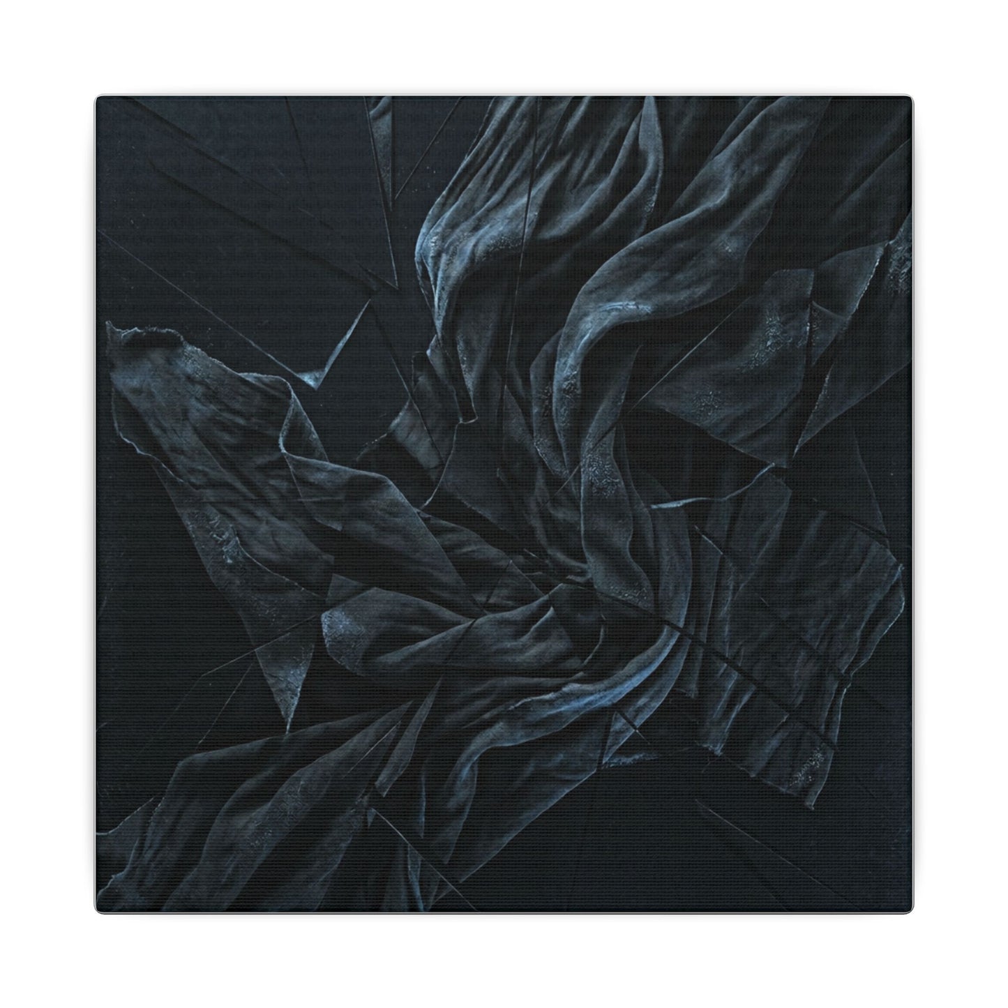 Dark Japandi Silk Drape in Moonlight | Moody Minimal Canvas Art