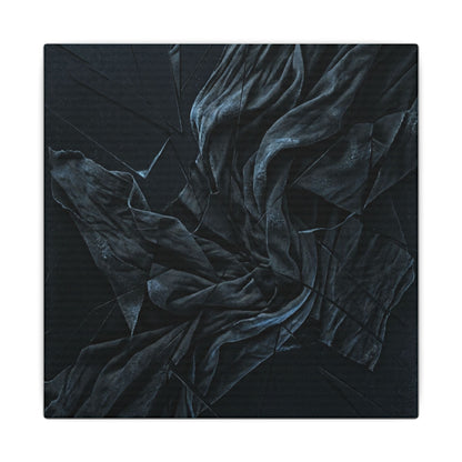 Dark Japandi Silk Drape in Moonlight | Moody Minimal Canvas Art