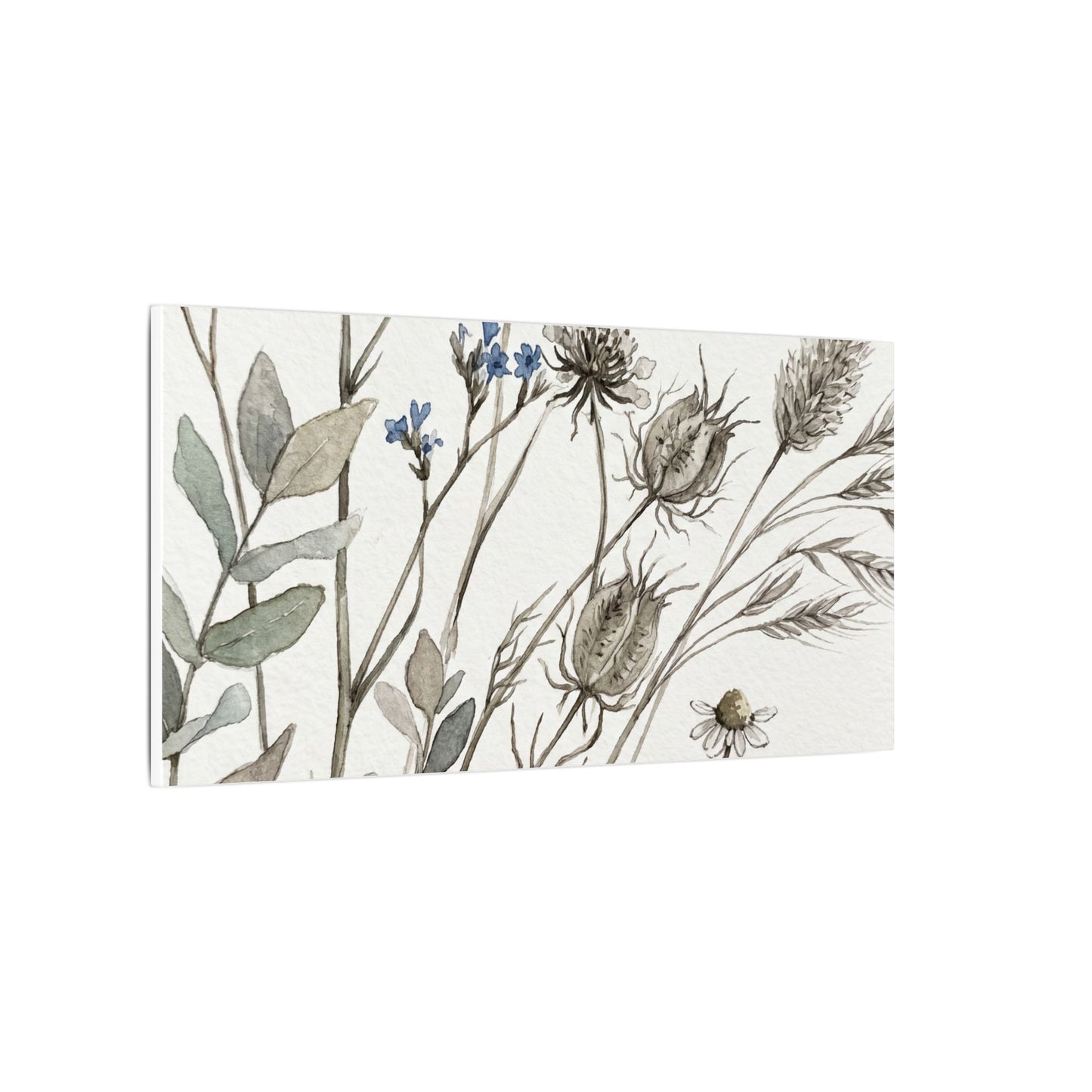 Dried Flowers Canvas Art | Summer Japandi Watercolor Art