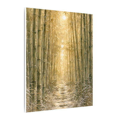 Bamboo Grove Winter Canvas Art | Japandi Elegant Design