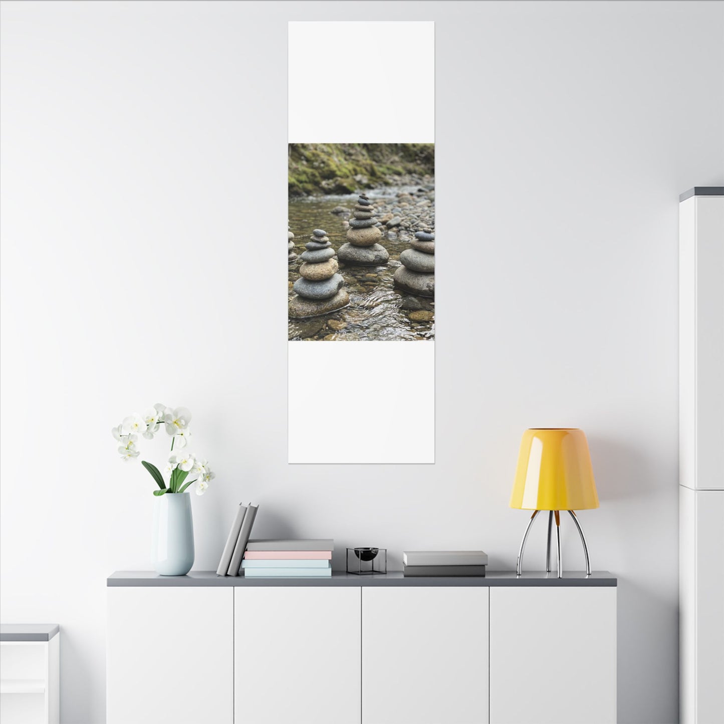 Zen River Stones in Dawn | Karesansui Canvas Art