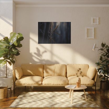 Dark Japandi Bamboo Grove in Dawn | Moody Minimal Canvas Art