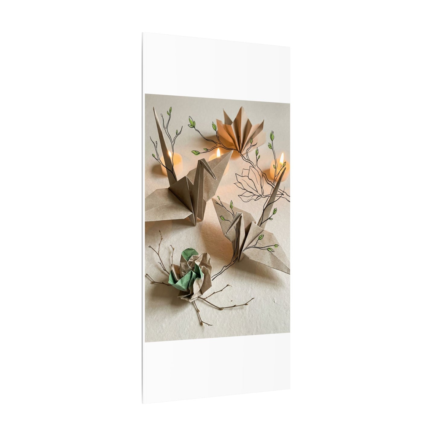 Paper Fold Spring Canvas Art | Japandi Earthy Design