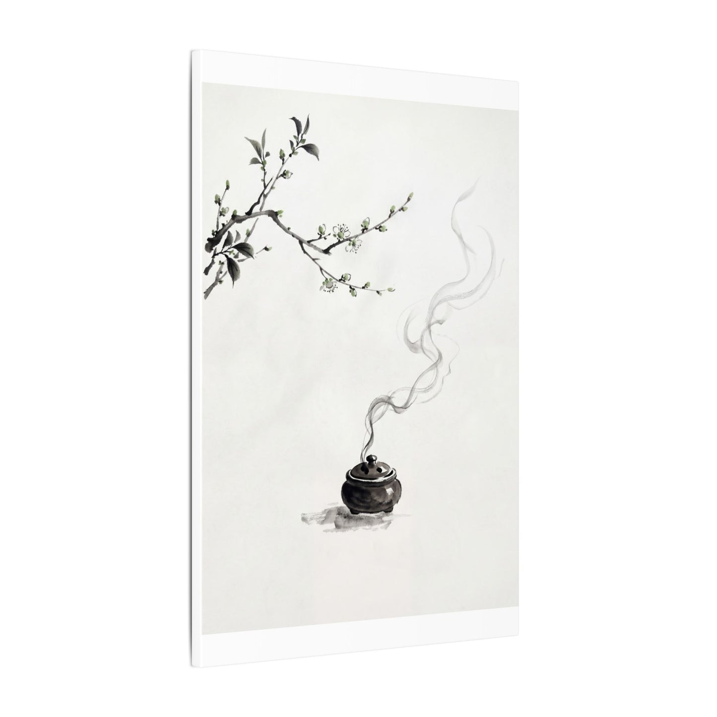 Calm Incense Smoke Canvas Art - Sumi E Zen