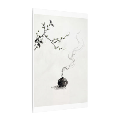 Calm Incense Smoke Canvas Art - Sumi E Zen