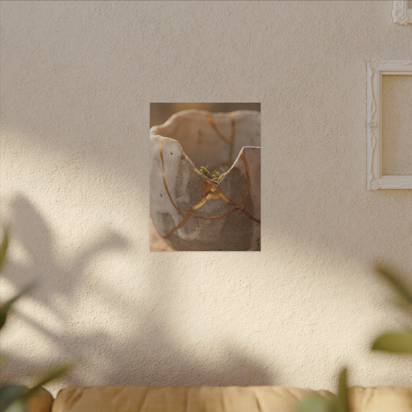 Golden Hour Broken Pottery Canvas Art - Japandi Kanso